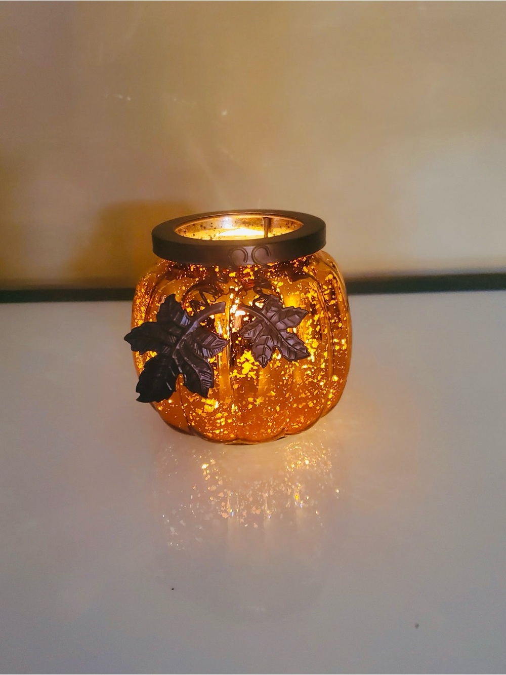 Glass Pumpkin Candle Holder